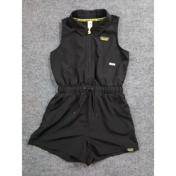 Justice Pac-Man Romper Girls Large 12/14 Black Sleeveless Zip Front