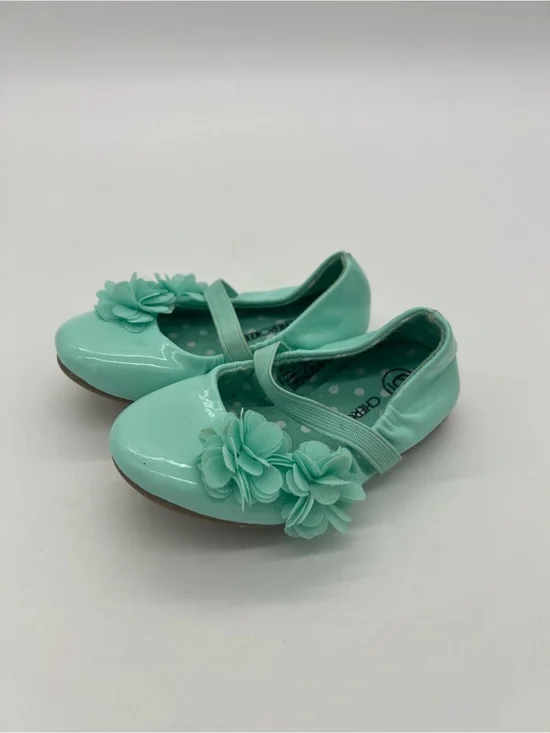 Cherokee Girls Green Floral Shoes Sz 6