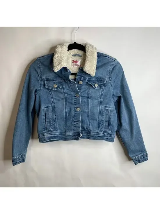 Justice Sherpa Collar Jean Jacket Sz 12
