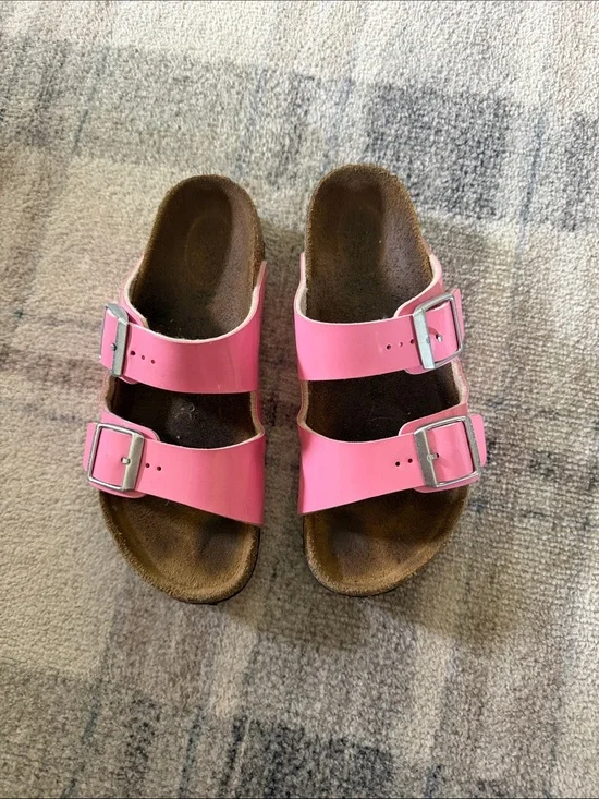 Birkenstock Pink Double Strap Slide Sandals for Kids