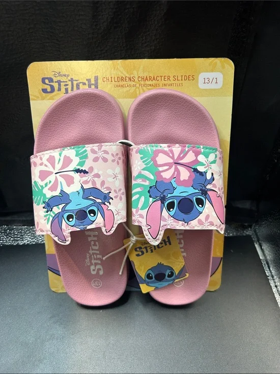 Disney Stitch Pink Floral Kids' Slide Sandals