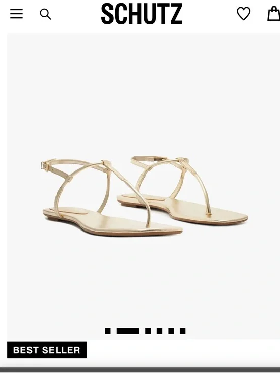 NWT SCHUTZ Gold Strappy Thong Sandals 6B