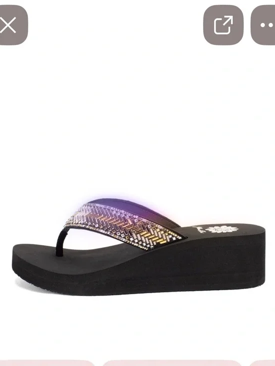 Yellow Box Silvyn Wedge Dressy Sandals Flip Flops. Size 7.