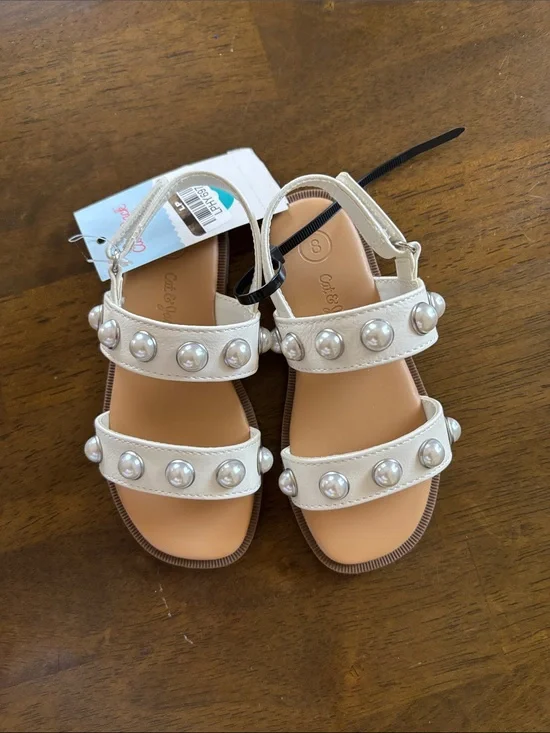 NEW Cat & Jack Pearl-Embellished Girls Sandals