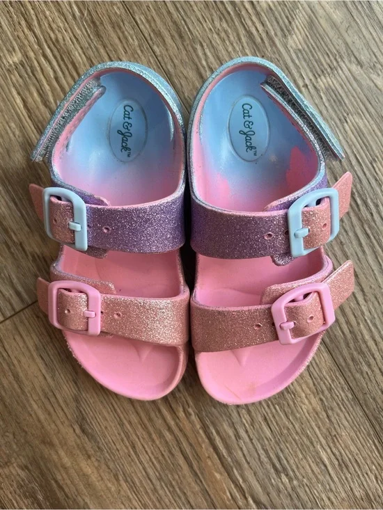 Cat & Jack Pink Glitter Two-Buckle Kids' Sandals