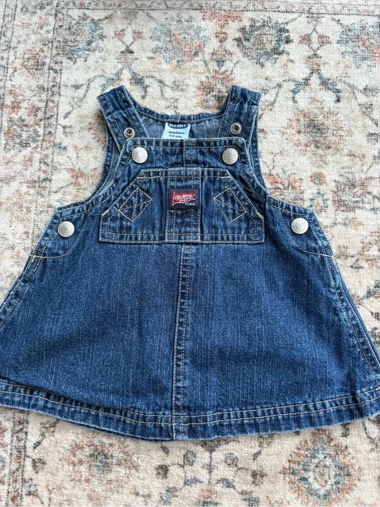 Old Navy Infant Girls 0/3M Vintage Denim Pinafore Overall Dress - Blue