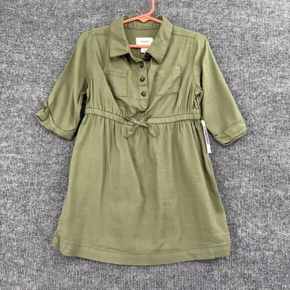 Old Navy Girls Shirt Dress Size 3T Olive Green Rayon Elastic Waist Military New