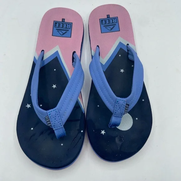 Reef Blue and Pink Flip Flops girls size 6