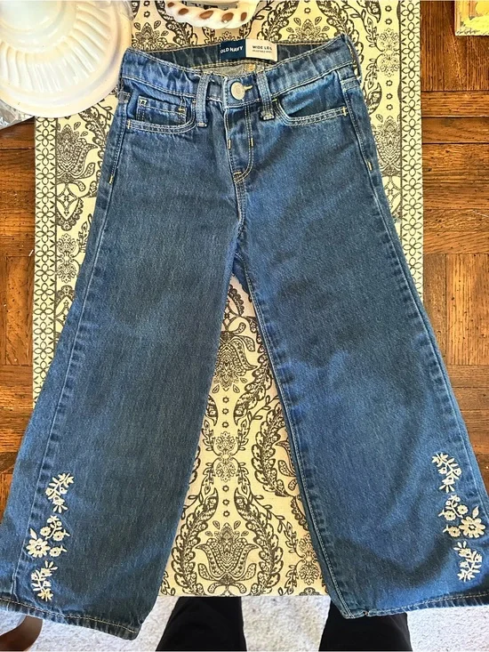 Old Navy Girls Blue Embroidered Flare Jeans