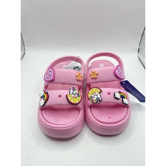 Toddler Pink Comfort Slide Sandals Girls Stars - Size 13 BinC‎