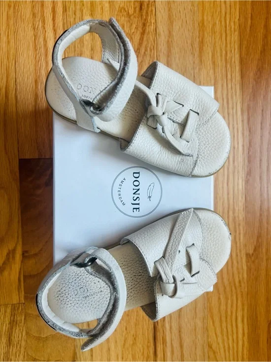 Donsje Amsterdam - Naru girls’ Leather Sandals, cream color, EU27