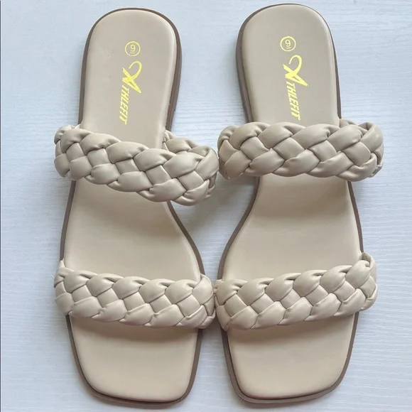 Cream Braided Sandals - Size 9