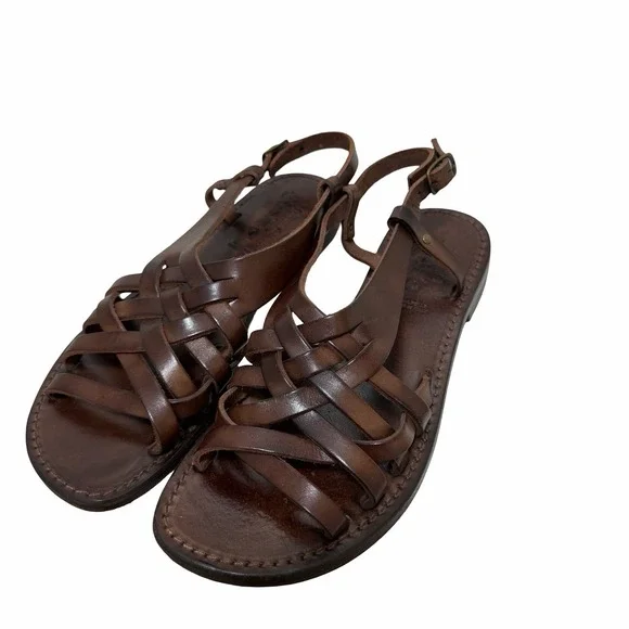 Elisir's Leather Fisherman Sandals Womens EU 39 US 8-8.5 Brown Made in Italy EUC