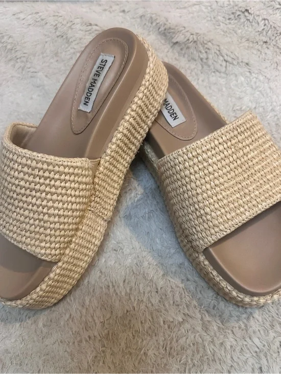 Steve Madden espadrille Neutral Woven Platform Slide Sandals