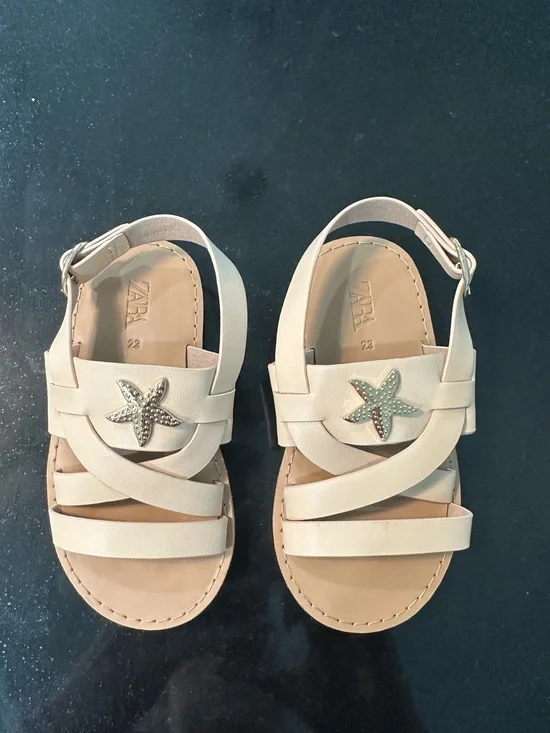 Zara Cream Girls Starfish Strap Sandals