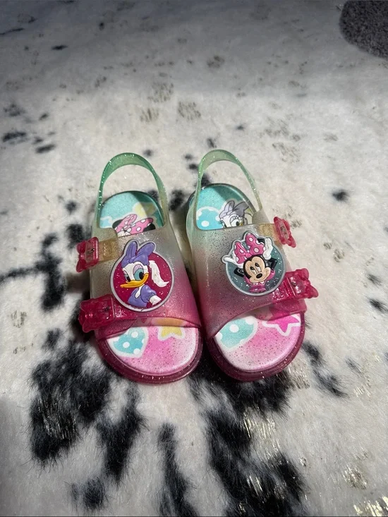 Kids Pink Gradient Minnie & Daisy Jelly Sandals