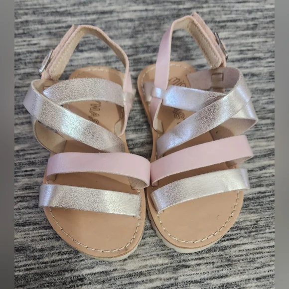 Miss Dynasty Girls' Pink and Silver Sandals