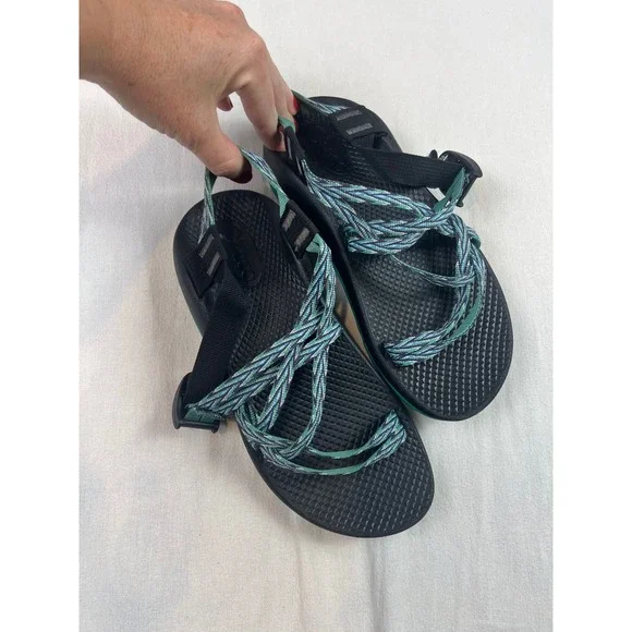 Chaco Z Cloud Kids Sandals Size 4 Black Green Strappy Outdoor Water Shoes