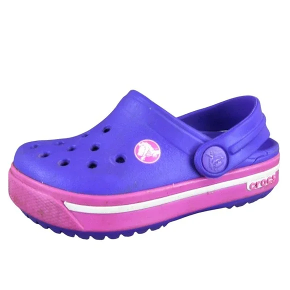 Crocs Girls Clog Perf Sz T 4-5 Medium Purple Synthetic Slip On‎