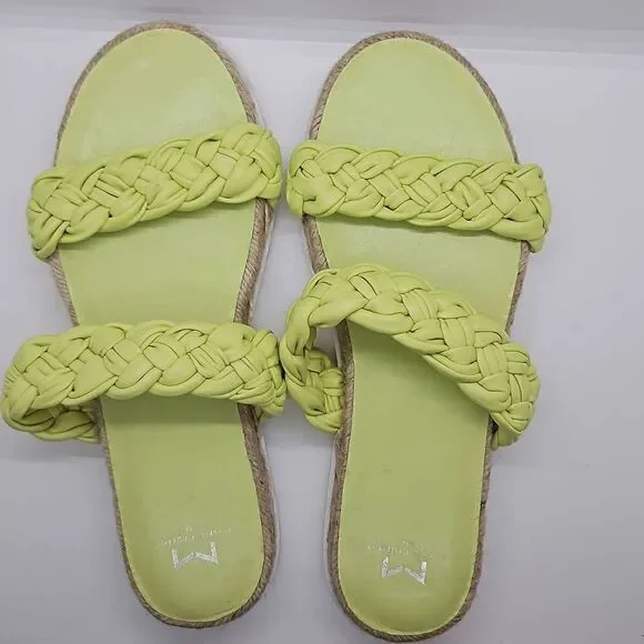 Lime Green Jaime Flat Marc Fisher Slip On Women Sandals Espadrille Size 8.5