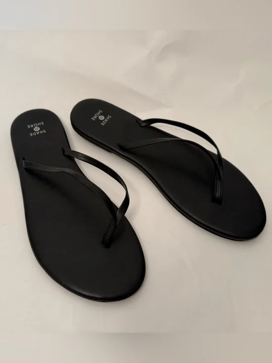 Shade & Shore Black Slim Strap Flip Flops