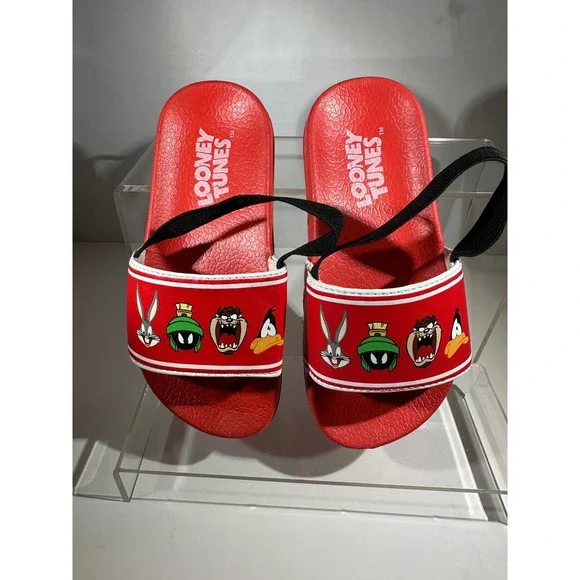 LooneyTunes Toddler Red Slides with Backstrap 27 (10.5)