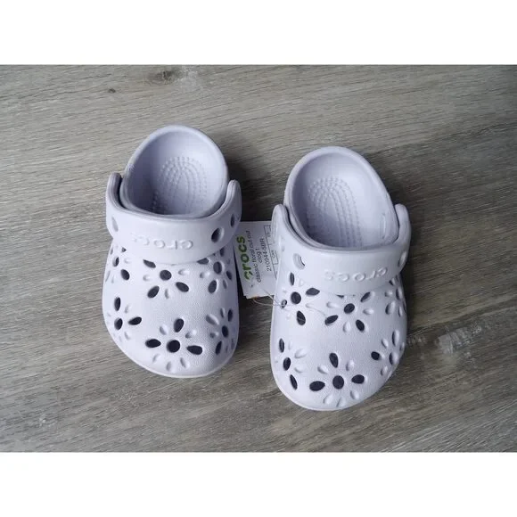 Crocs Floral Cut Out Kids Clogs size 5