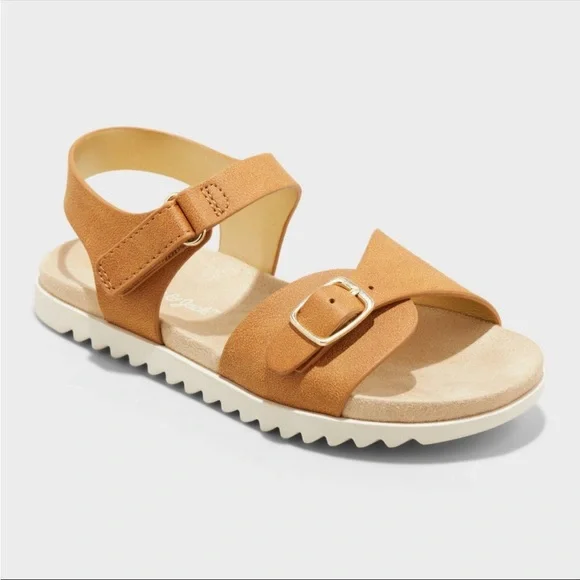 Cat & Jack- Toddler Girls' Shaelyn Sandals, size 5 Hook & Loop Contoured Footbed