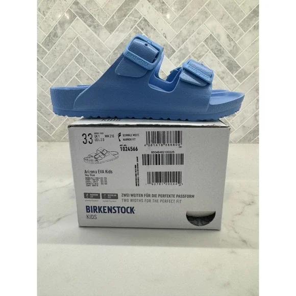 Birkenstock Arizona EVA Sandals Kids Youth Size 2 33 Sky Blue Slip On Slides