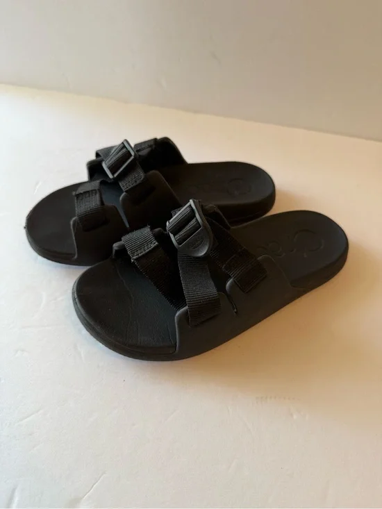 Chaco Kids Black Adjustable Slide Sandals with Dual Webbing Straps Size K1