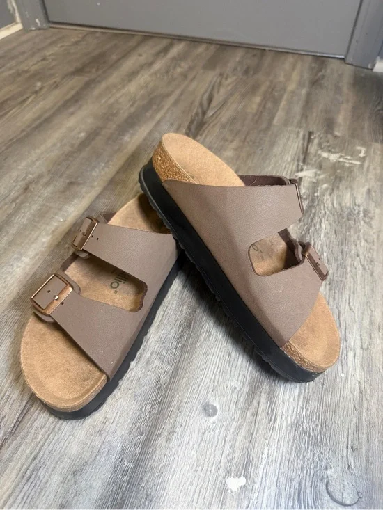 Papillio by Birkenstocks Brown Double Buckle Sandals