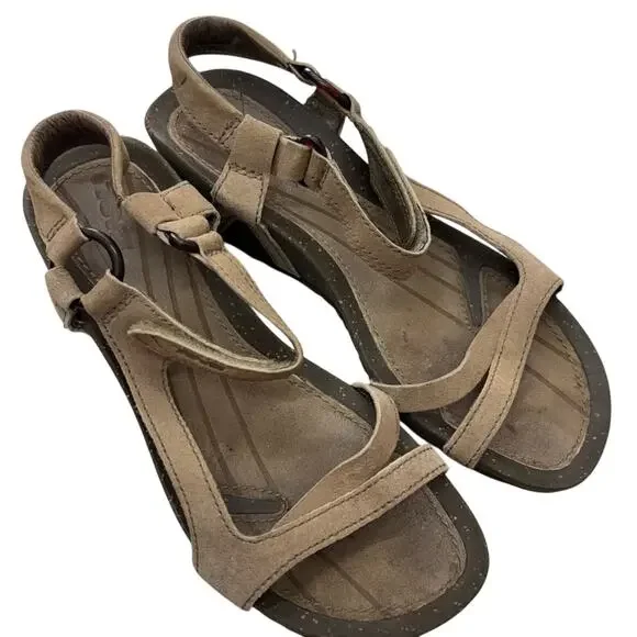 Teva Women's Cabrillo Brown Leather Cork Wedge Sandals