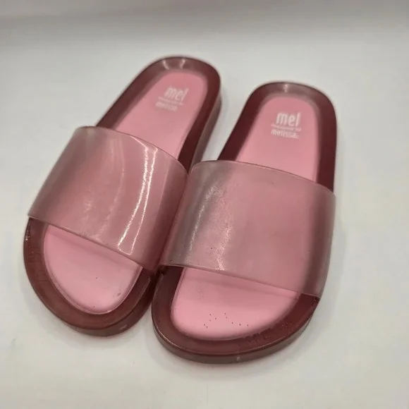 Mel Dreamed by Melissa Pink Jelly Slide Sandals Kids Size 13 USA 31 EUR Flat