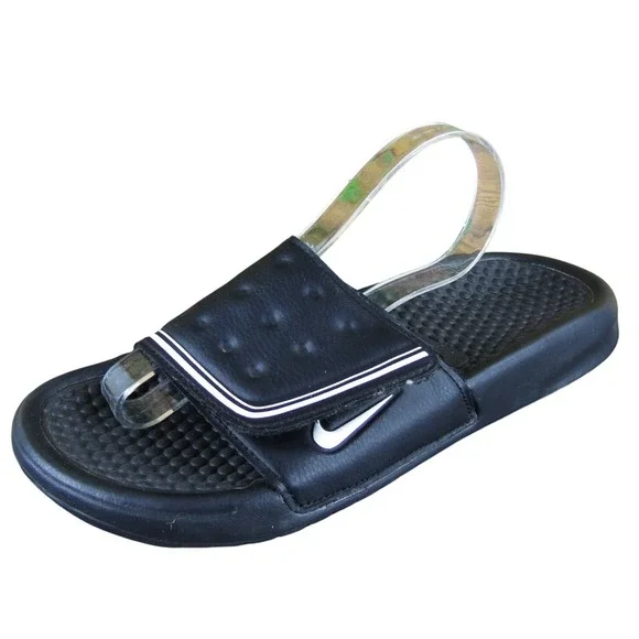 Nike Slide Comfort Boys Y 6 Medium Sandal‎ Black Synthetic Hook & Loop
