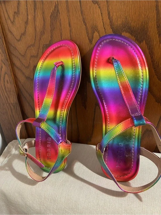 torrid Rainbow Metallic Strappy Sandals in Multicolor