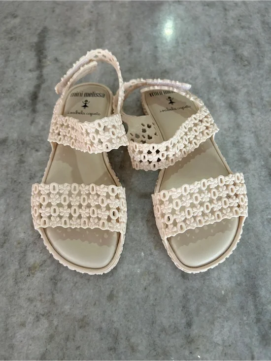 Mini Melissa Little Girls Beige Panc + Isabela Capeto Sandals Size 11