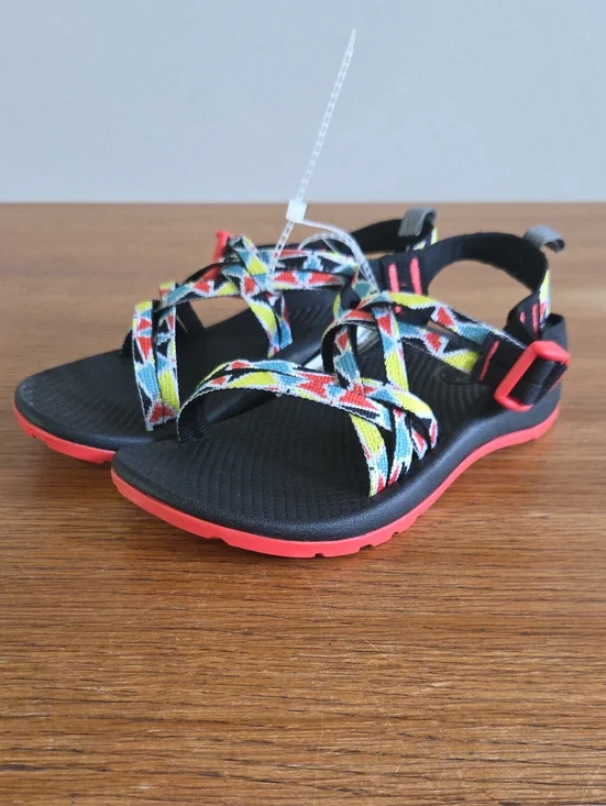 NWOT Chaco Kids ZX/1 Ecotread Sandal Size 2 Blue Yellow Red Black Geometric
