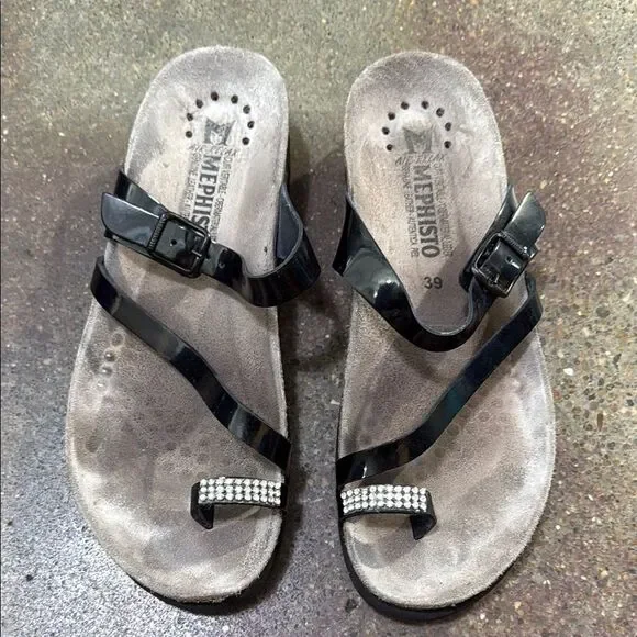Mephisto Black Sandals Comfortable Slip-On