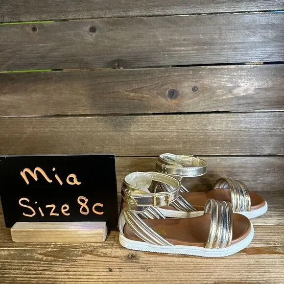 New Little Kids Mini Mia Lil Crisanta Metallic Leather Ankle Strap Sandals 8 C‎