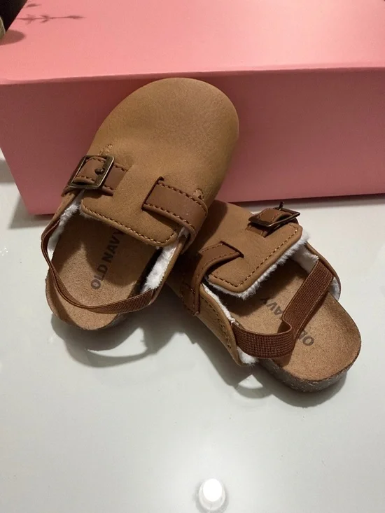 Old Navy Tan Faux-Suede Kids Buckle Sandals