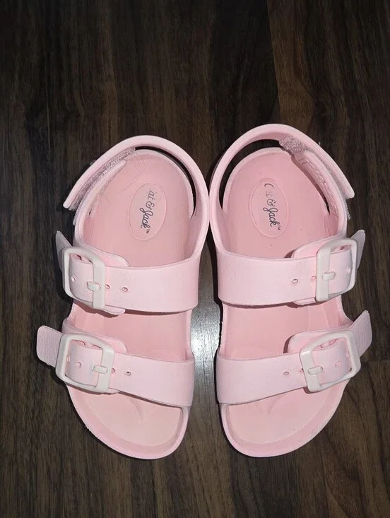Cat & Jack Light Pink Double Buckle Kids Sandals Size 8 Toddlers
