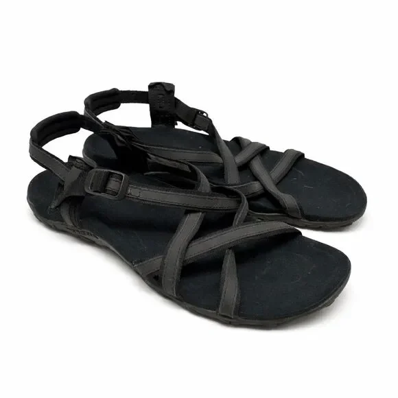 Merrell Terran Ari Lattice Sandals Womens 10 Black  Leather Strappy Sport Hiking