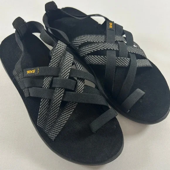Teva Voya Infinity Space Dye Sandals Womens 8 Black Strappy Slingback Hiking