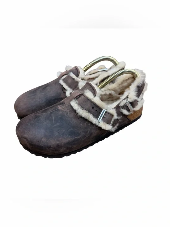 BIRKENSTOCK Tokio L10 M8 Shearling-Lined  sandal Clog Back Strap brown Leather