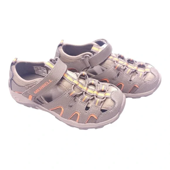 Merrell Fisherman Sandals Kids Size 1 Gray Leather Hiking Outdoor