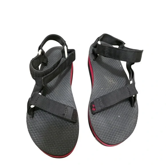 TEVA Platform Universal Black & Red Sport Sandals Adjustable Straps Women's Size