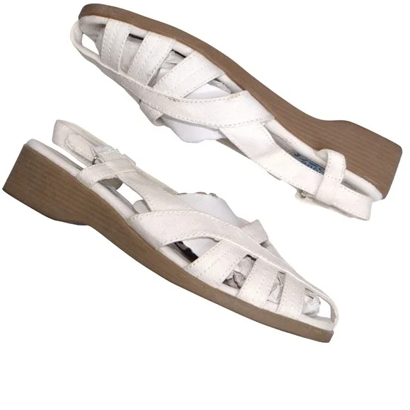 Classique Sport‎ Women's White Strappy Wedge Sandals Size 7M