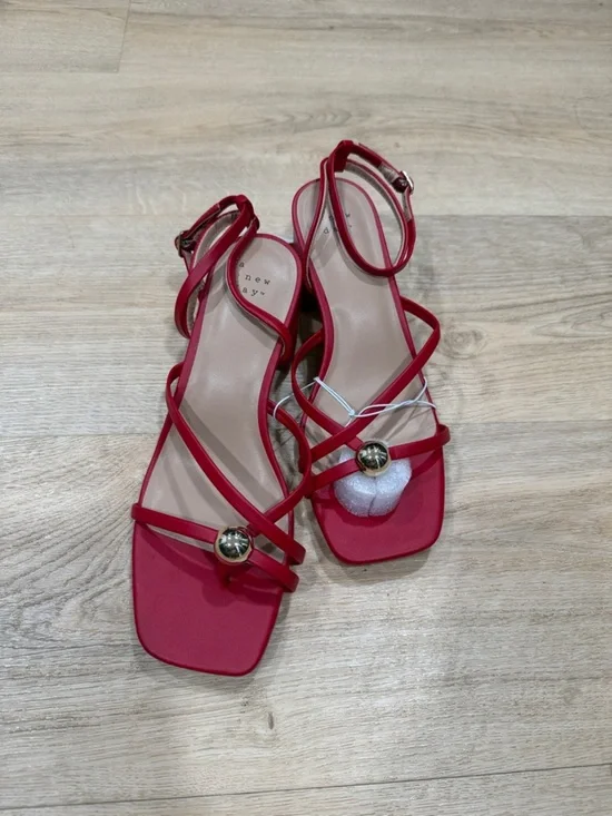 a new day Red Phoebe Heels with Gold Accents