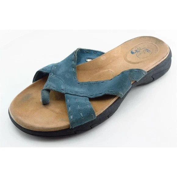 RX of Comfort Size 7 M Blue Flip Flop Leather Women Sandal‎ Shoes