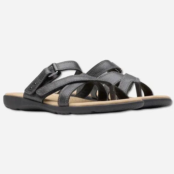 Clarks Elizabelle Bay Leather Sandals - NWT‎ Womens Size 8.5 Black - #49242-ZZ5